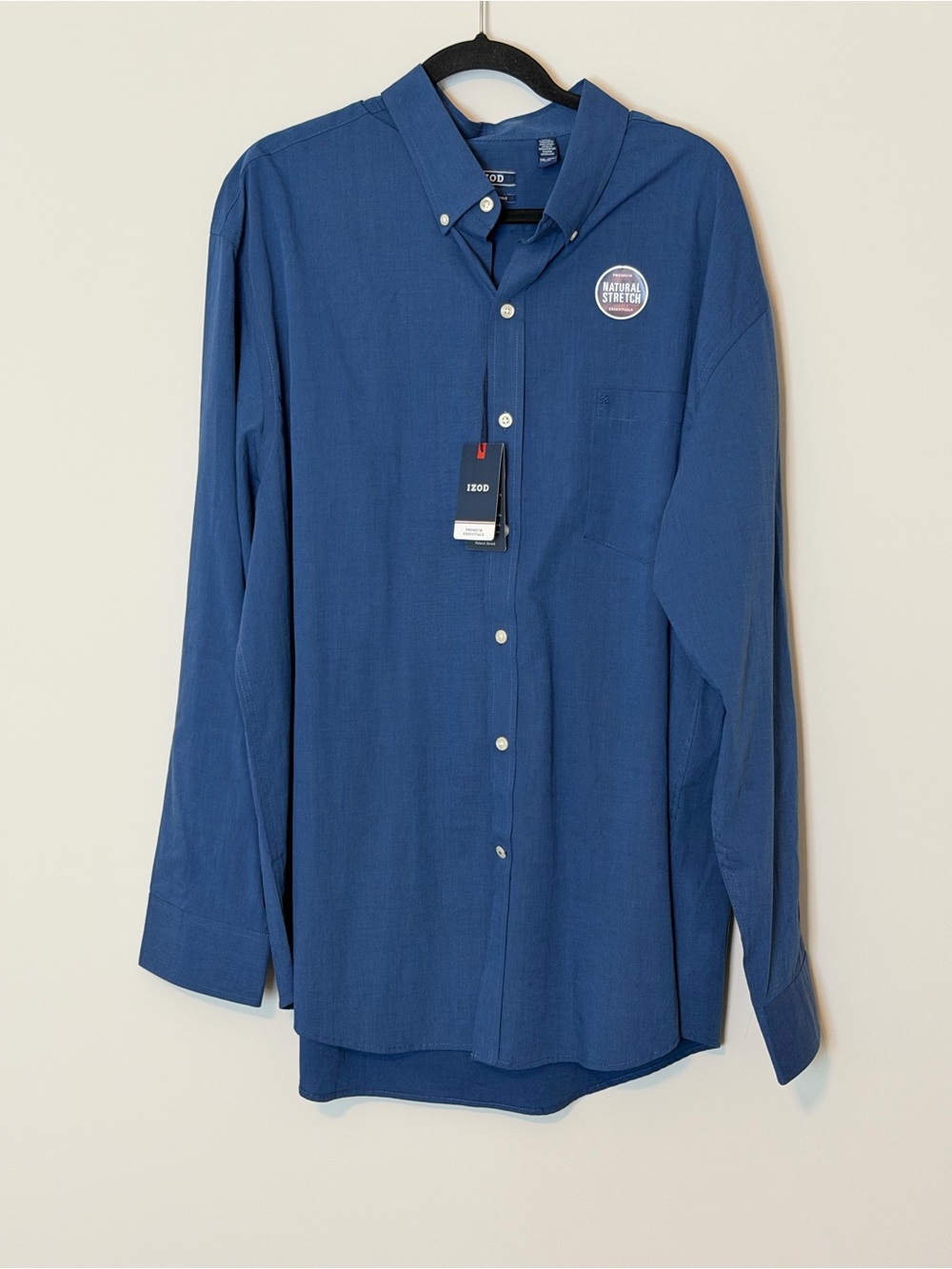 IZOD Premium Essentials Natural Stretch Button-Down Shirt Men’s XXL Blue NWT